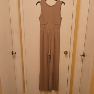 Chic Tan Sleeveless Jumpsuit